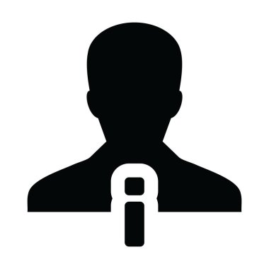 İleti ikonu vektörü erkek profil avatarı iş için bilgi sembolü ile bir kabartma resim çizimi