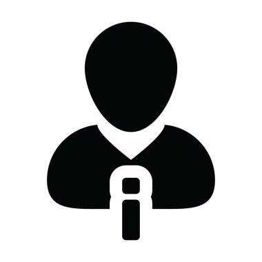 İç görü ikonu vektörü erkek profil avatarı iş için bilgi sembolü ile bir kabartma resim çizimi