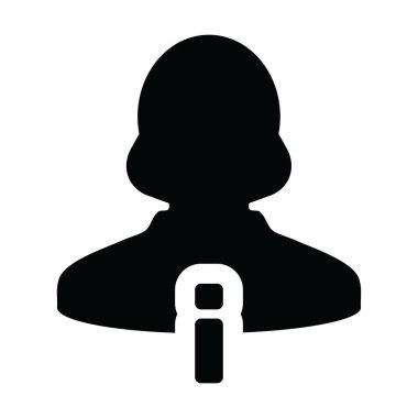 İş için bilgi sembolü içeren simge vektörü kadın profil avatarına resim çiziminde yardım et