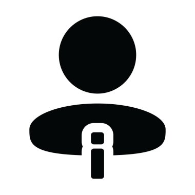 İş için bilgi sembolü içeren simge vektörü erkek profil avatarını bir kabartma resim çiziminde destekle