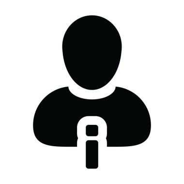 İletişim ikonu vektörü erkek profil avatarı iş için bilgi sembolü ile birlikte bir kabartma resim çizimi