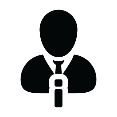 Danışman ikon vektörü erkek profil avatarı iş için bilgi sembolü ile bir glyph pictogram illüstrasyonunda