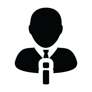 Veritabanı ikonu erkek vektör profil avatarı iş için bilgi sembolü ile bir glyph pictogram illüstrasyon