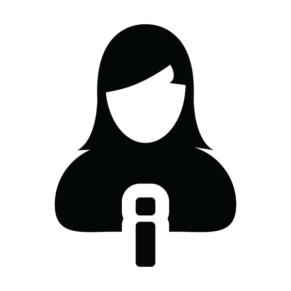 プロフィールアイコンベクトル女性アバター情報シンボル付きビジネス用グリフピクトグラムイラスト — ストックベクタ