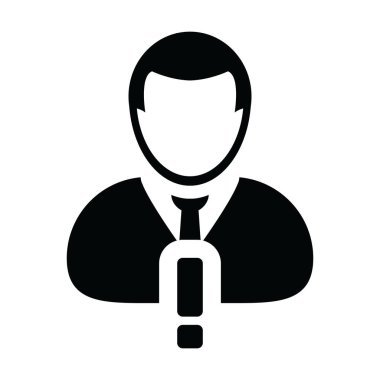 Uyarı simgesi olarak uyarı işareti olan erkek vektör profil avatar sembolü