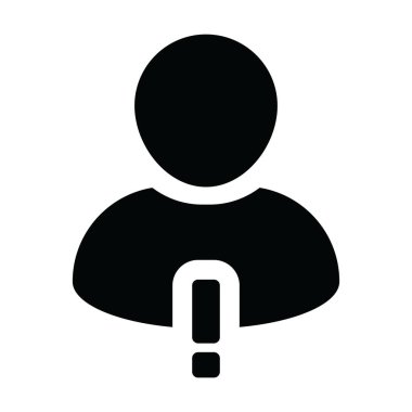 Tehdit simgesi erkek vektör profil avatar sembolü Uyarı işareti ile bir glifli resim çizimi