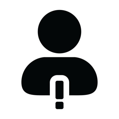 Acil durum ikonu erkek vektör profil avatar sembolü Uyarı işareti ile bir glyph resimleme