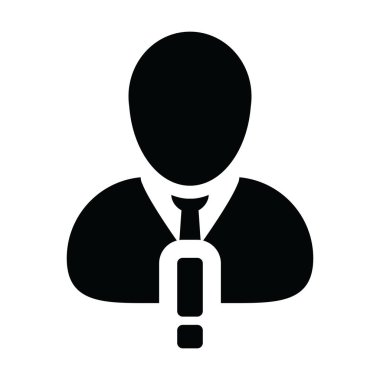 Dikkat ikon vektörü erkek profil avatar sembolü Uyarı işareti ile bir kabartma resimleme