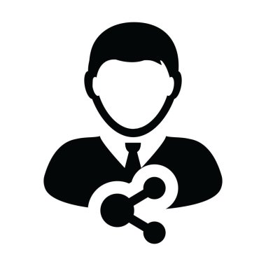 Sosyal ağ ikonu erkek vektör profil avatarı bir kabartma resimleme içinde paylaşım sembolü ile