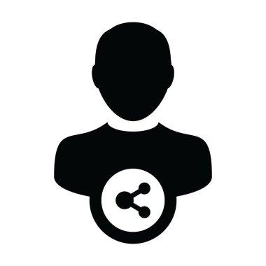 Ağ ikonu vektörü erkek profil avatarı bir kabartma resimleme içinde paylaşım sembolü ile