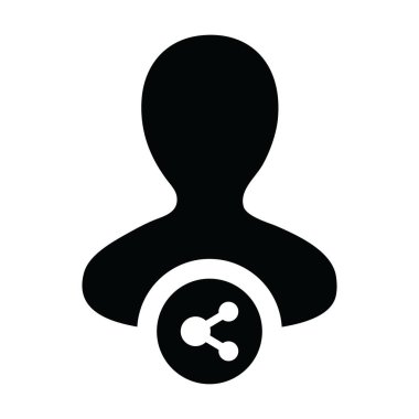 Simge vektörü erkek profil avatarını bir kabartma resimleme ile paylaşım sembolü ile bağla