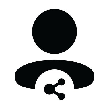 Etkileşimli ağ simgesi erkek vektör profil avatarı bir glifli resim çiziminde paylaşım sembolü ile