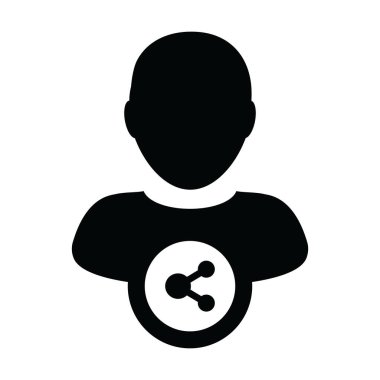 Piyasa simgesi erkek vektör profil avatarı bir kabartma resimleme içinde paylaşım sembolü ile