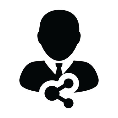 Simge vektörü erkek profil avatarını bir kabartma resimleme ile paylaşım sembolü ile bağla