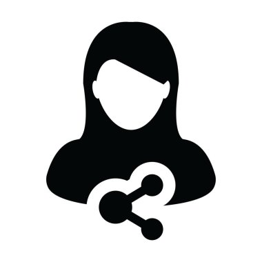 Simge vektörü kadın profil avatarını bir kabartma resimleme ile paylaşım sembolü ile bağla