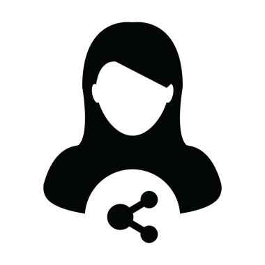 Paylaşımcı sembol vektörü kadın avatarı olan profil simgesi resim çizimi