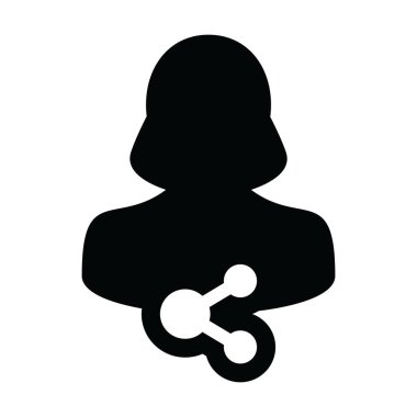 Sembol simgesi simgesi olan kadın profil avatarını bir resim çiziminde ağ imzası ile paylaş