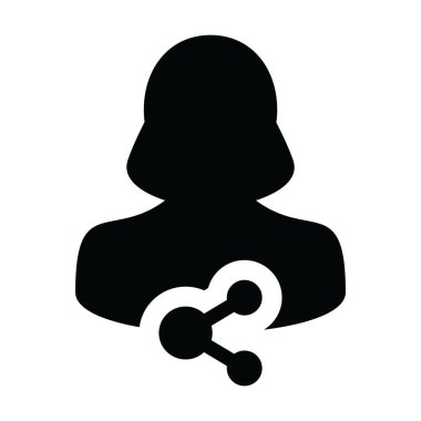 Paylaşımcı sembol vektörü kadın profil avatarına sahip kişi simgesi