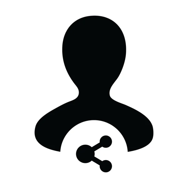 Benutzersymbol mit Share-Symbol-Vektor männliches Personenprofil in einer Glyphen-Piktogramm-Illustration — Stockvektor