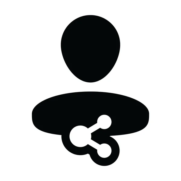 Ícone de perfil com símbolo de ação vetor de pessoa masculina avatar em uma ilustração pictograma glifo — Vetor de Stock