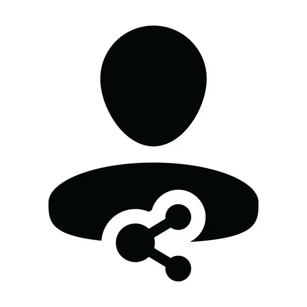 Avatar-Symbol mit Share-Symbol-Vektor männliches Personenprofil in einer Glyphen-Piktogramm-Illustration — Stockvektor