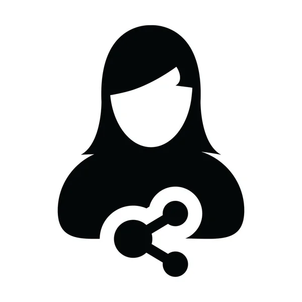 ソーシャルネットワークのアイコンベクトル女性の人のプロフィールのアバターは、グリフの絵文字で共有シンボルを持つ — ストックベクタ