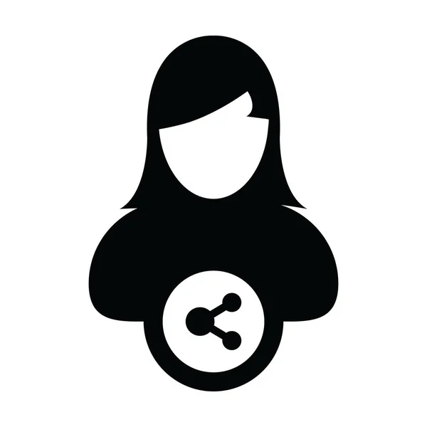 市場のアイコンベクトル女性のプロフィールのアバターは、グリフの絵文字で共有シンボルを持つ — ストックベクタ