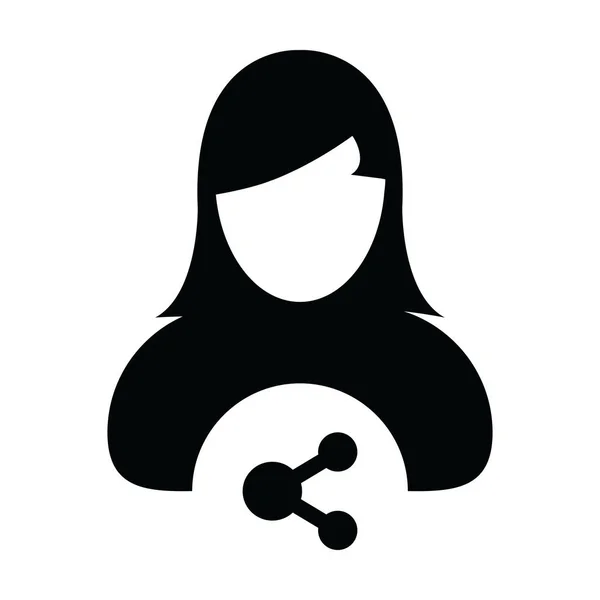 技術アイコンベクトルの女性のプロフィールのアバターは、グリフの絵文字で共有シンボルを持つ — ストックベクタ
