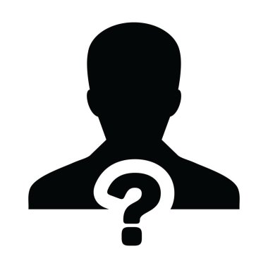 Sorgu simgesi vektör soru işareti ve erkek kullanıcı profili avatar sembolü bir glifli resim çizimi imzalamak için