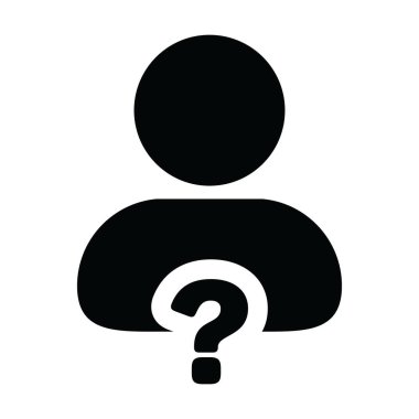 Bir kabartma resimleme içinde yardım için erkek kişi avatarı ile soru işareti sembolü vektörü olan profil simgesi