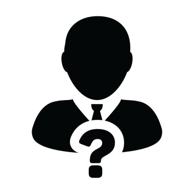 Sorgu simgesi vektör soru işareti ve erkek kullanıcı profili avatar sembolü bir glifli resim çizimi imzalamak için