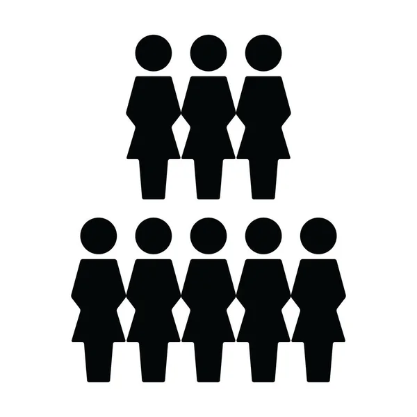 Vetor de ícone de pessoa grupo feminino de pessoas símbolo avatar para gestão de negócios pessoas em cor plana glifo pictograma ilustração — Vetor de Stock