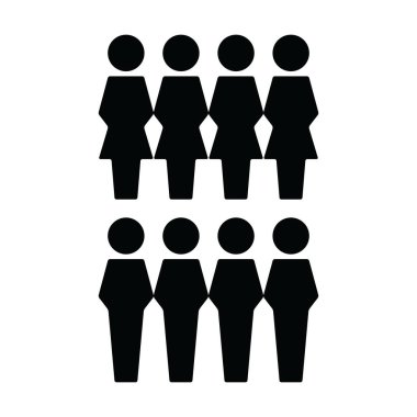 Ağ ikonu ikonu erkek ve kadın grup insan sembolü iş yönetimi avatarı düz renk glifleri resimlemesi
