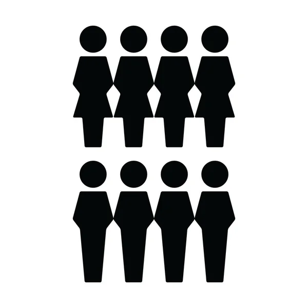 Иконка сети вектор мужской и женской группы людей символом аватара для управления бизнесом лиц в плоском цвете рисунок пиктограммы — стоковый вектор