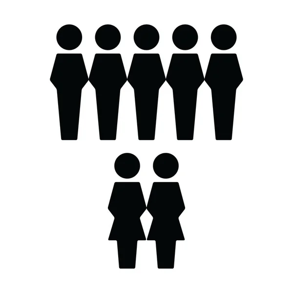 Ağ ikonu ikonu erkek ve kadın grup insan sembolü iş yönetimi avatarı düz renk glifleri resimlemesi — Stok Vektör
