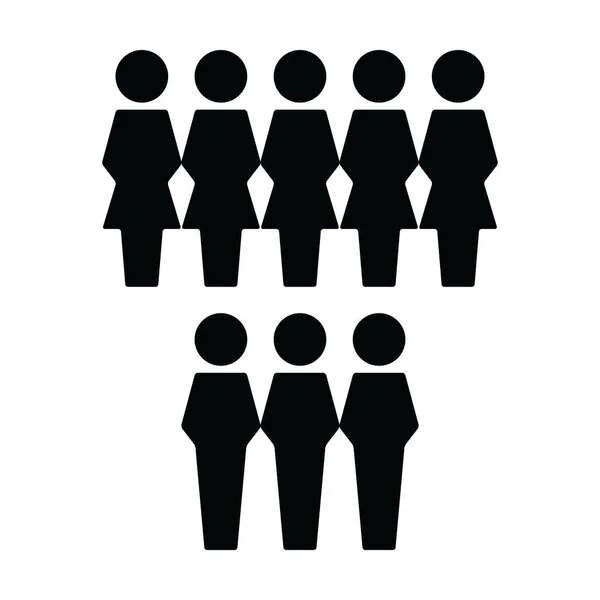Социальная икона вектор мужской и женской группы людей символ аватара для управления бизнесом лиц с плоским цветом глиф пиктограмма иллюстрация — стоковый вектор