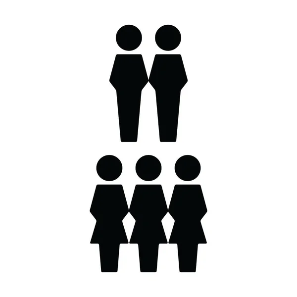 Групповой иконка вектор мужчины и женщины люди символ аватара для управления бизнесом лиц с плоским цветом глиф пиктограмма иллюстрация — стоковый вектор