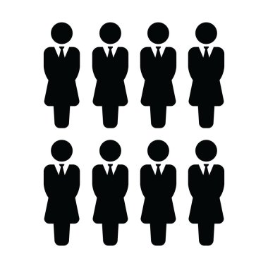 Kişi ikon vektör kadın grup insan sembolü iş yönetimi için avatar düz renk glyph resimleme