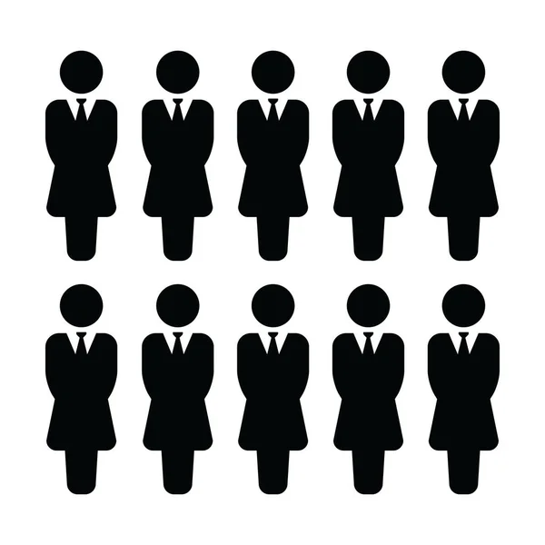 Люди значок Векторна жіноча група осіб символ аватар для команди управління бізнесом в плоскій кольоровій ілюстрації піктограми гліфа — стоковий вектор