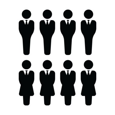 Grup ikon vektörü erkek ve kadın insan simgesi, düz renk glifli resimli işletme yöneticileri için avatar simgesi