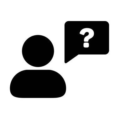 Sohbet baloncuğu ikonu erkek vektör profil avatarı tartışma için konuşma sembolü ve düz renk çiziminde imzalamaya yardım