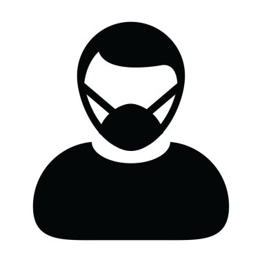 Güvenlik koruması için gaz maskesi ikonu vektörü profili tıbbi ve sağlık hizmetleri için erkek avatar sembolü