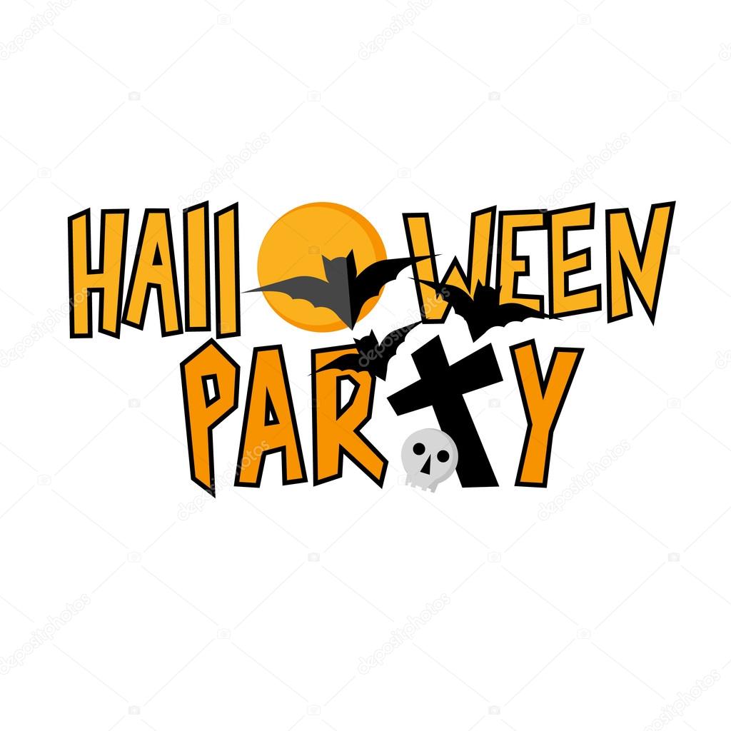 Download Halloween party lettering with bats and skull — Stock ...