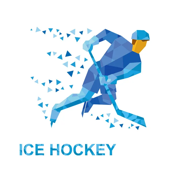 Winter sports: ice hockey. Player with stick rides on skates.