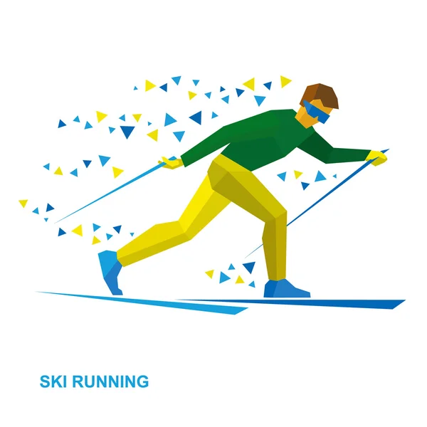Winter sports - Skiing. Cartoon skier running.
