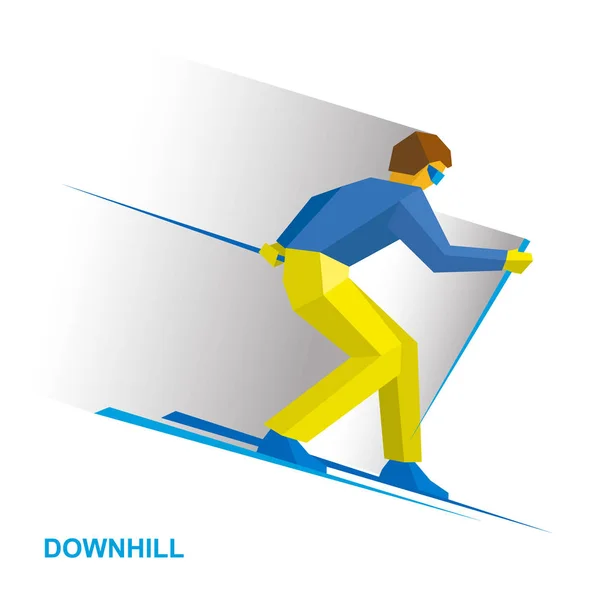 Winter sports - alpine skiing. Cartoon skier running downhill