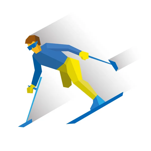 Winter sports - para-alpine skiing. Disabled skier running downh