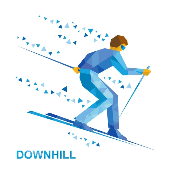 Winter sports - alpine skiing. Cartoon skier running downhill