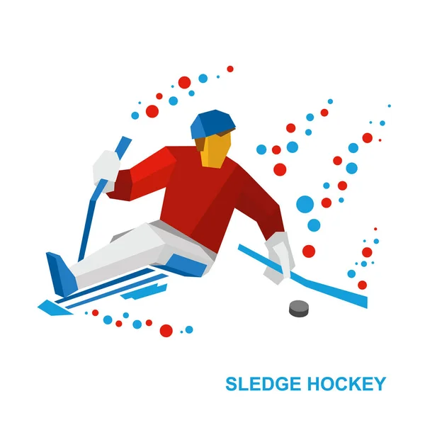 Disabled sledge hockey player with sticks on ice