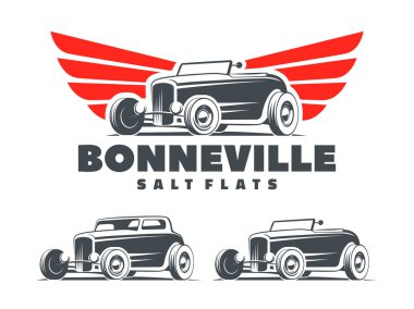 Retro Hot Rod stilize kanatları logolu.